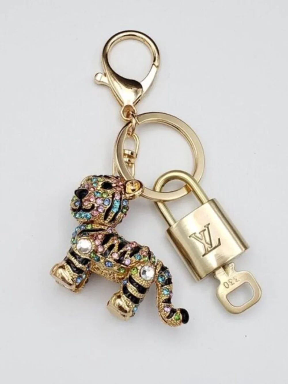 Authentic Louis Vuitton Gold Padlock 🔒 Key Set w/ Unbranded Tiger Bag Charm